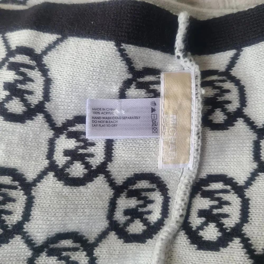 Michael Kors Black and White Scarf MK print One Size - Picture 4 of 5